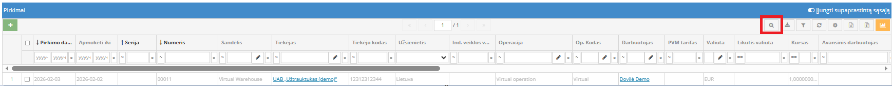 rodyti tik virtualius pirkimus